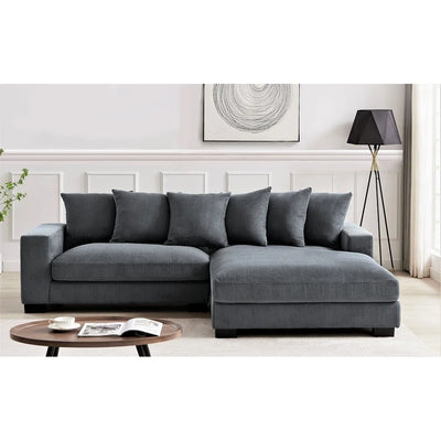 Payan 102.4" Wide Corduroy L-Shape Sectional Sofa, Right Facing Gray