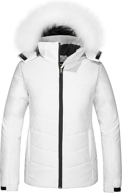 Women'S Waterproof Ski Jacket Warm Puffer Jacket Thick Hooded Winter Coat