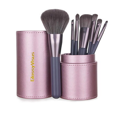 Makeup Brushes Set Professional 7Pcs,Premium Synthetic Foundation Brush, Eyebrow and Lip Brush,Beauty Tools Kit for Women,Holder Package for Travel Makeup and Women Gifts (Purple)