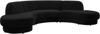 628Black-Sectional Rosa Collection Modern | Contemporary Velvet Upholstered Sectional