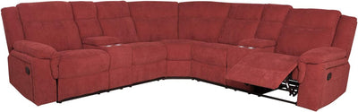 Manual Reclining Sectional Sofa Recliner Sofa with Cup Holders and 2 Storage Consoles for Living Room Furniture(Fabric Red)