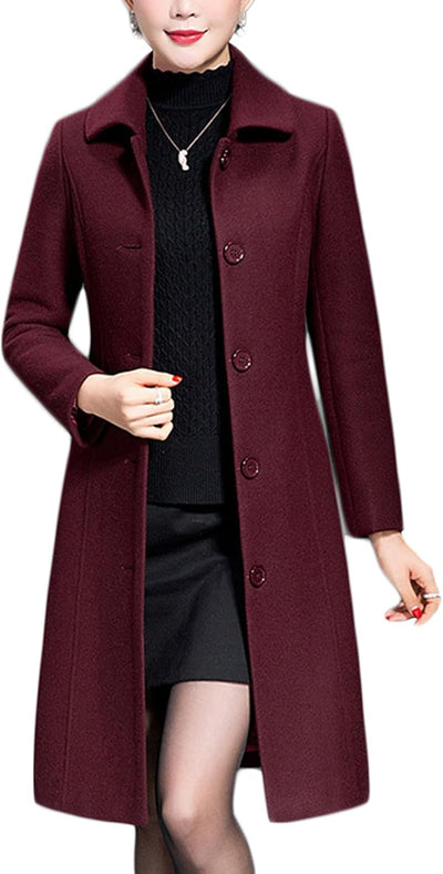 Women'S Wool Trench Coat Winter Long Thick Overcoat Walker Coats