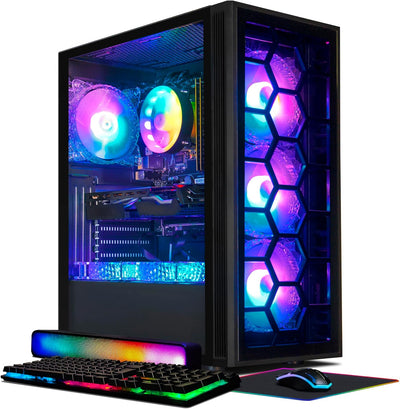 Gaming PC Desktop, Geforce RTX 2060 6G GDDR6, Intel Core I7 3.4 Ghz up to 3.9 Ghz, 16G RAM, 512G SSD, Wifi, BT 5.0, RGB Fan X6, RGB Mouse Pad, RGB BT Sound Bar, Windows 10 Home