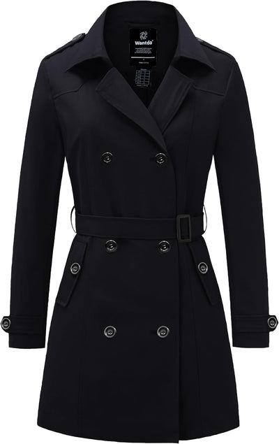 Women'S Waterproof Trench Coat Classic Lapel Outerwear Coat with Belt