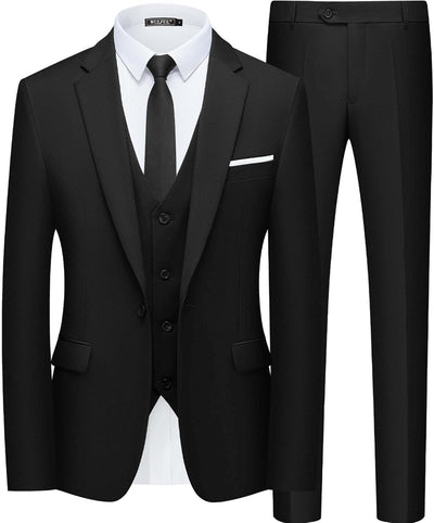 Men’S Slim Fit Suit One Button 3-Piece Blazer Dress Business Wedding Party Jacket Vest & Pant