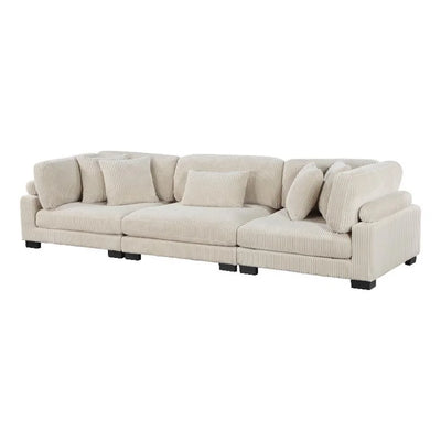 Traverse Upholstered Corduroy Fabric Sofa with Arm Rest in Beige