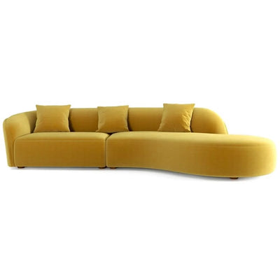 Japandi Style Luxury Modern Velvet Curvy Couch in Gold