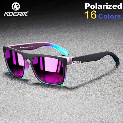 Purple Gradient Lens Polarized Sports Sunglasses for Men Mirror Ultralight UV400 Sun Glasses Square Male Driving Travel Goggles Gafas De Sol CE