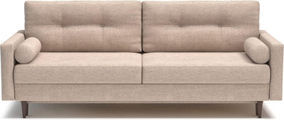 Modern Max Sleeper Sofa Bed - Storage Convertible Couch, Solid Pine Wood, Revolution Performance Fabrics, Sinuous Springs, Made in Europe, Queen Size 90In W X 39In D X 36In H – Light Beige