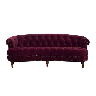 La Rosa 84" Victorian Chesterfield Living Room Tufted Sofa Couch, Burgundy Velvet