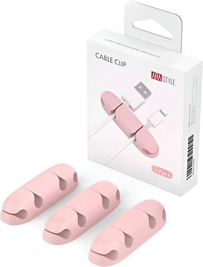 3 Pack Cord Holders for Desk, Strong Adhesive Cord Keeper Cable Clips Organnizer for Organizing USB Cable/Power Cord/Wire Home Office and Car(Pink)