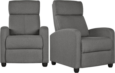 Yaheetech 2-Seat Fabric Pushback Recliner Chair Living Room Chair with Thick Seat Cushion and Backrest Reclining Chair for Living Room Grey