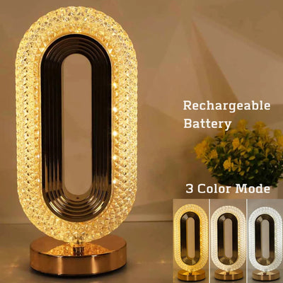 Modern Luxury Oval USB Rechargeable Crystal Table Lamp Living Room Bedroom Bedside Creative Decoration Atmosphere Night Light