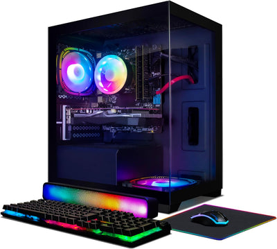 Gaming PC Desktop, Radeon RX 580 16G GDDR5, Intel Core I7 up to 3.9G, 16G RAM, 512G SSD, 600M Wifi, BT 5.0, RGB Fan X2, RGB BT Sound Bar, Windows 10 Home