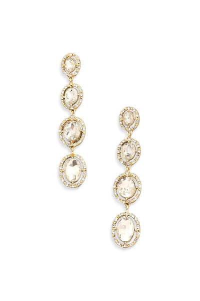 Oval Long Rhinestone Linear Earrings