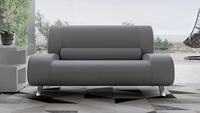 Furniture Modern Aspen Light Grey Microfiber Leather Loveseat