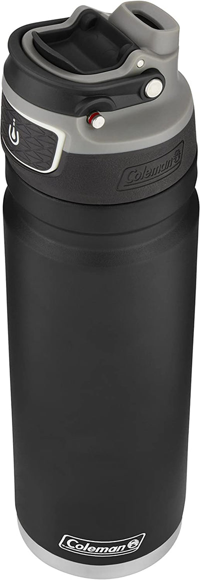 Coleman Freeflow Autoseal Stainless Steal Water Bottle, 24Oz, Black