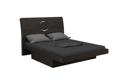 High Gloss Finish King Size Bed Modern  Monte Carlo Gray