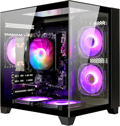 Desktop Computer AMD Ryzen 5 5600G 6 Core 3.9Ghz, 16G DDR4 RAM, 512G NVME SSD, Tower Computer for Gaming, Home and Office (Black)