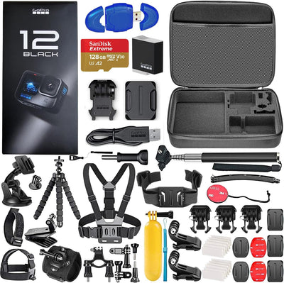 HERO12 Black 5.3K Action Camera Bundle with 128GB Card and 50 Accessories