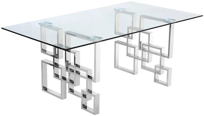 Hartford Glass Top Metal Base Dining Table