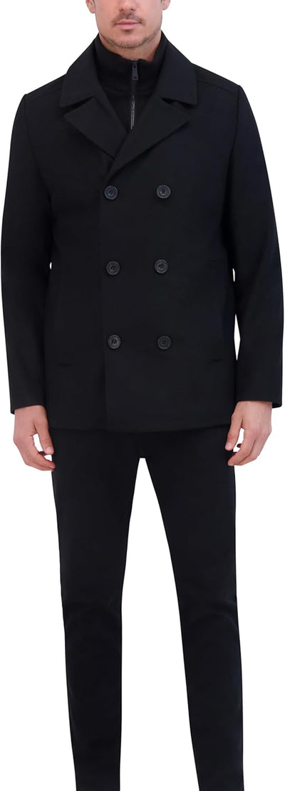 Men'S Double Breasted Bib Peacoat