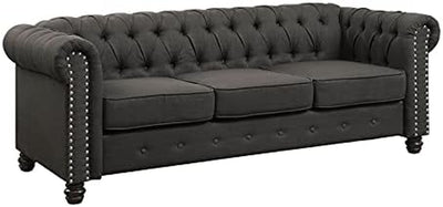 Gabby Traditional Fabric Nailhead Trim Sofa in Gray