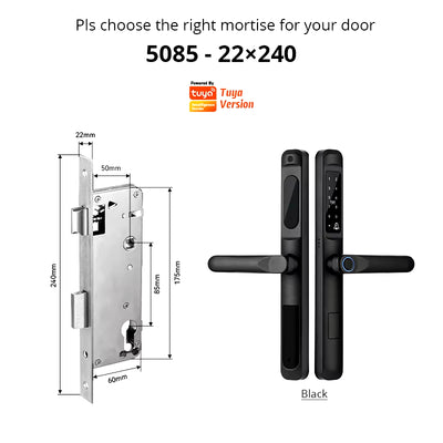 Tuya Wifi App Waterproof Smart Door Lock Aluminum Biometric Lock Fingerprint Door Handle Digital Keyless Lock for Glass Sliding