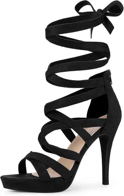 Strappy Platform Lace up Stiletto Heels Sandals for Women