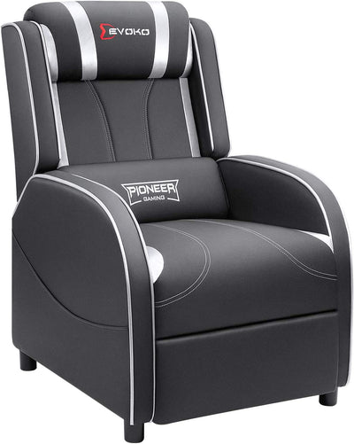 Devoko Massage Gaming Recliner Chair PU Leather Home Theater Seating Single Modern Living Room Sofa Recliners (Silver)