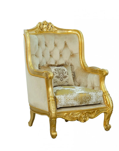 Imperial Luxury Gold Fabric LUXOR Arm Chair  Classic