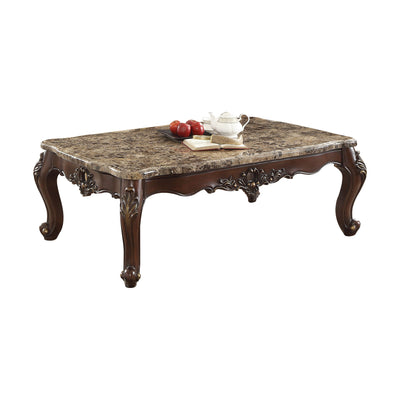 ACME Devayne Coffee Table, Natural Marble Top & Dark Walnut