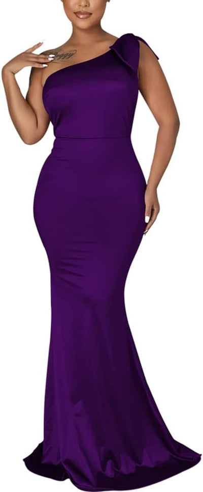 Women'S One Shoulder Sleeveless Formal Ruched Bodycon Fashion Dress Belted Cocktail Dresses