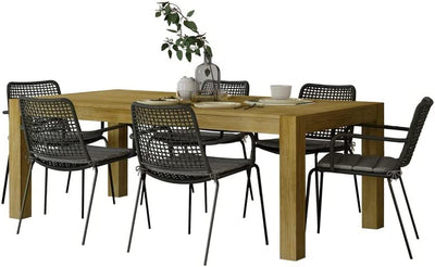 Midtown Concept Clare 7-Piece Dining Table Set - Sand and Dark Grey