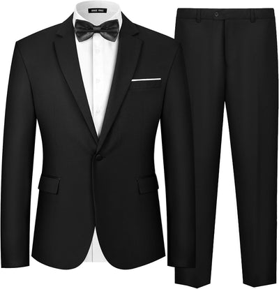 Men'S 2 Piece Suit One Button Slim Fit Formal Wedding Prom Tuxedo Suits Blazer Pants with Bow Tie Set