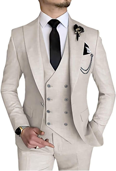 3 Piece Suit Men Slim Fit Mens Suits Double Breasted Vest Suits for Wedding One Button Formal Prom Suit Sets