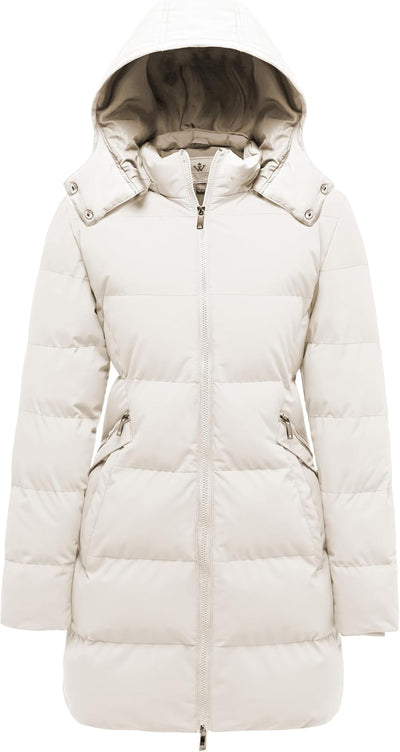 Women'S Warm Thickened Parka Coat Winter Puffer Jacket with Removable Hood