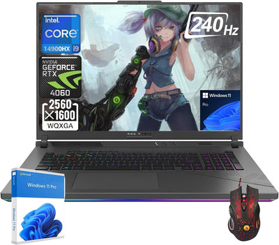 ROG Strix G18 18" Gaming Laptop - with Microsoft Office Lifetime License, Intel 24-Core I9-14900Hx, 2.5K 240Hz Display, RTX 4060, 64GB DDR5 RAM, 2TB SSD, Per-Key RGB Keyboard, Wifi 6E, Win 11 Pro