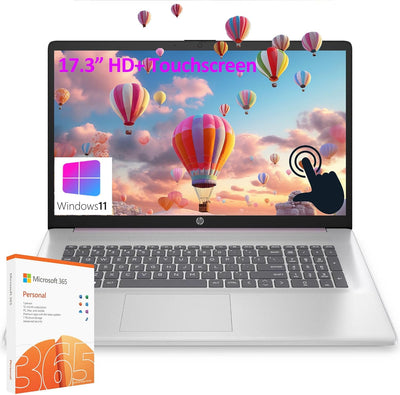 17 17.3" Touchscreen Laptop Computer for Student and Business, Intel Quad-Core CPU, 8GB DDR4 RAM, 256GB Pcie SSD, Wifi, Lavender, Windows 11 S, 1-Year Office 365/ 1TB Cloud Storage, AZ-XUT