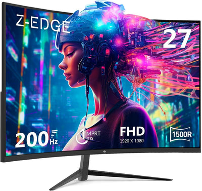 Z-Edge UG27 27-Inch Curved Gaming Monitor 16:9 1920X1080 200Hz 1Ms Frameless LED Gaming Monitor, AMD Freesync Premium Display Port HDMI