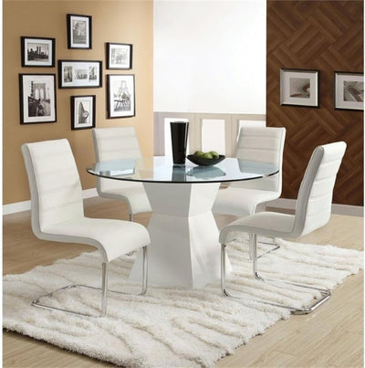 Dorazio Wood 5-Piece round Dining Table Set in White