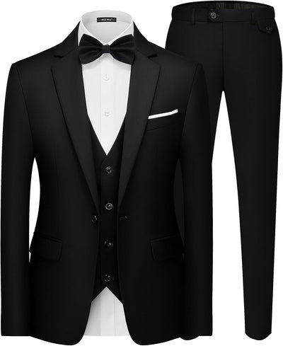 Men'S 3 Pieces Suit Elegant Solid One Button Slim Fit Single Breasted Party Blazer Vest Pants Set