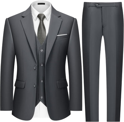 Mens 3 Piece Slim Fit Suits Tuxedo Suit Set Prom Wedding Suits Two Button Blazer Jacket Vest Pants with Tie