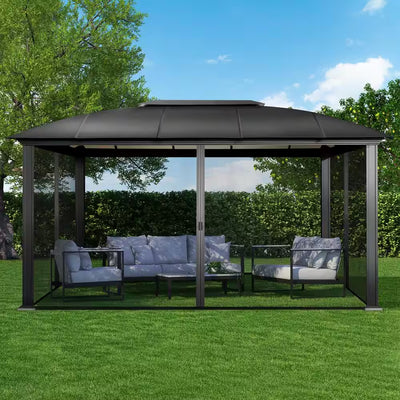 Siena 12 Ft. X 16 Ft. Aluminum Hard Top Gazebo with Sliding Screen