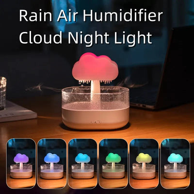 Rain Cloud Night Light Humidifier with Raining Water Drop Sound and 7 Color Led Light Essential Oil Diffuser Aromatherapy