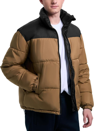 Men Puffer Jacket Lightweight Warm Winter Puffy Coats Water Resistant Quilted Puffer Parka Coat