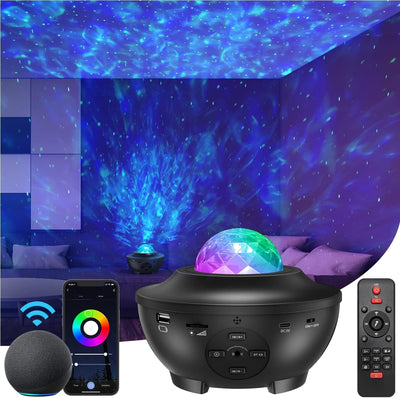 Bluetooth Star Projector Night Light for Kids - Compatible with Alexa & Google, Large Coverage, Ideal Christmas Gift