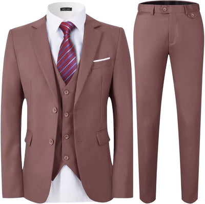 Men'S Suits Slim Fit,3 Piece Suit for Men,2 Button Blazer Jacket Vest Pants with Tie,Men Tuxedo Suit Set