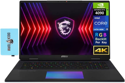 Titan 18 HX Gaming Laptop 18" Mini LED 4K 120 Hz (24-Core 14Th Gen Intel I9-14900Hx, 128GB DDR5 RAM, 4TB Pcie SSD, Geforce RTX 4090, per Key RGB KYB, Thunderbolt 4, Wifi 7, Win11P) W/Dkz Hub