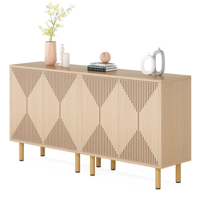 Tribesigns Modern Natural Storage Cabinet, Freestanding Floor Cabinet, 59 Inches Sideboard, Wood Buffet Cabinet